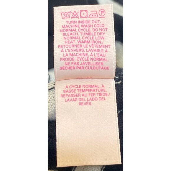 Victorias Secret Black & White Striped Cardigan Sweater L 100% Cotton - Picture 6 of 6